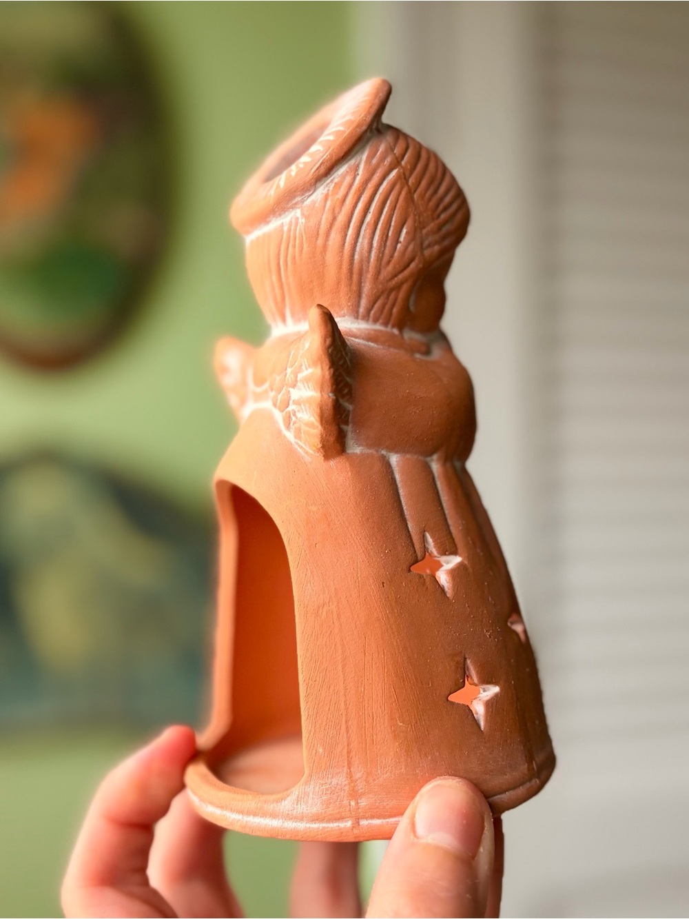 Handcrafted Tealight Praying Angel Accent in Terracotta Vintage - Picture 3 of 7